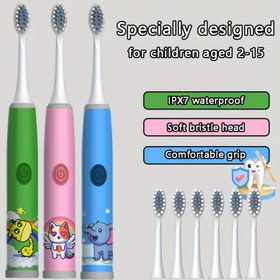 Resim Yumuşak Kıllı Çocuk Elektrikli Diş Fırçası - 3-15 Yaş İçin, IPX7 Su Geçirmez (Pil Dahil Değildir), Hassas Plak Temizleme, Rahat Tutma Kolu, Yeşil/Mavi/Pembe Renkler - Doğum Günü veya Diş Kontrolü Hediyesi için İdeal, Çocuklar için Elektrikli Diş Fırçası, Eğlenceli Tasarım, Güvenli Malzemeler, Küçük Çocuklar 