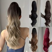 Resim YUSULAXI Unisex-Yetişkin saç tokası Klipsi Atkuyruğu Uzatma, 24 inç Vücut Dalga Dalgalı Kıvırcık, Yüksek Sıcaklık Fiber Sentetik Saç Parçası, Kadınlar için Temel Stil 