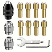 Resim 13 Parça Premium Döner Alet Mandren Seti - 0.8-3mm Şaftlı Hızlı Değiştirme Matkap Adaptörü Kiti, Anahtarsız Pirinç Mandrenler & Metal Somunlar ile Artırılmış Verimlilik ve İşçilik, Döner Alet Mandreni, Hızlı Değiştirme, Matkap Adaptörü, Anahtarsız 