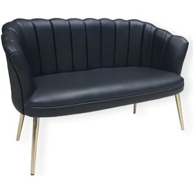Resim Garden House Siyah Deri Gold Metal Ayaklı Papatya Ofis Koltuk Takımı Misafir Koltuğu Berjer Ms050 Siyah 