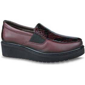 Resim Ceyo Kadın Hakiki Deri Dolgu Topuklu Rahat Günlük Ayakkabı 0730 Bordo 