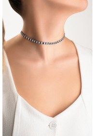 Resim Yakamoz Hikayesi 18 Ayar Beyaz Altın Kaplama 42 Cm Gümüş Choker Kolye Beyaz 