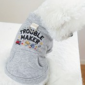Resim Küçük Köpek Hoodie "Belalı" Nakış, Polyester Örme Kapüşonlu Kazak, Basma Düğmeli Kapanış, Kış ve Sonbahar İçin Evcil Hayvan Giyim, Küçük Irklar İçin Rahat Evcil Hayvan Giyim 