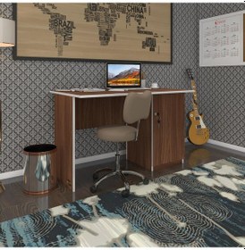 Resim Kenzlife Ofis Masası Yoko Ono Cvz Sağ 75 150 80 Kilitli Kapaklı Dolap Eşkenar Bilgisayar Çalışma Masası 