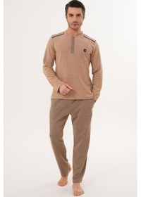 Resim Mecit Pijama Mecit 2998 Kahve Selanik Kumaş Kışlık Erkek Pijama Takımı Kahverengi 