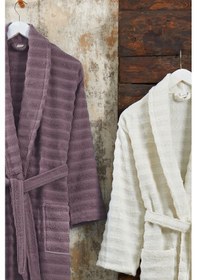 Resim Elart Soft Bornoz Aile Seti 6 Parça 70x135 Cm Mürdüm - Krem Mürdüm 