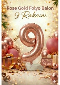 Resim 34" Folyo Rakam 76cm "9" Rose Gold Rose Gold 