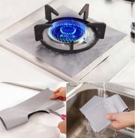 Resim Gri Renk Ocak Koruyucu Folyo Yanmaz Yapışmaz Yıkanabilir 4 Adet 