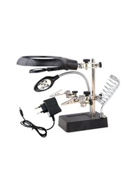 Resim Powermaster Büyüteç MG-16129C Masa Üstü Havya Sehpası Pilli + Adaptör 