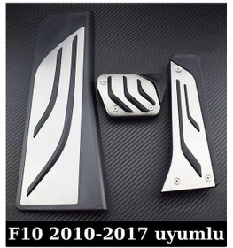 Resim Bmw F10 Uyumlu Krom Pedal Seti - 5 Serisi Gaz Fren Ayak Dayama Takımı Paslanmaz Metal 2010-2017 Bmw 