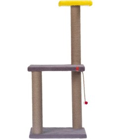 Resim 82 Cm Antrasit Iki Katlı Kedi Tırmalama Tahtası Catnipli Tırmalama Tahtası Minder Yüzey 