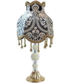 Resim Fransız Dantel Koyu Füme Kadife Kumaş Klasik Abajur Füme 