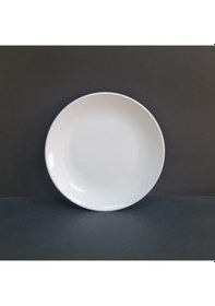 Resim 12 Adet Standart Düz Melamin Tatlı & Yemek Servis Tabağı 21 Cm - Beyaz Beyaz 