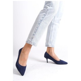 Resim Mubiano Hakiki Deri Mbhrns977-lcv Kadın Süet İnce 6 Cm Topuklu Lacivert Stiletto & Topuklu Ayakkabı Lacivert 