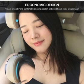 Resim Mufunye Evrensel Araba Koltuğu Baş Desteği Yastığı, Uyku Baş Desteği Hafızalı Köpük Boyun Yastığı Ayarlanabilir U Şeklinde Yastık Siyah 
