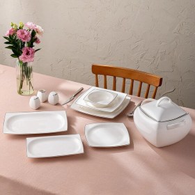Resim Emsan Yeni Karmen 60 Parça 12 Kişilik Yemek Takımı Kare Platin 