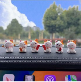 Resim Mufunye 8 Adet Kedi Figürü Seti - Araba İç Dekorasyonu - Navigasyon Ekranı Ve Konsol Unsurları - Şans Ve Stil Katkısı 