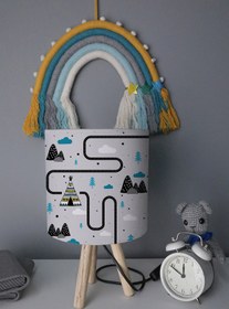 Resim BelezaHome Gri Mavi Çadır Yol Dekoratif Çocuk Odası Abajur 