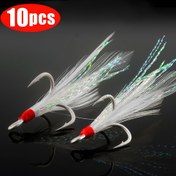 Resim 10 adet Üstün Karbon Çelik Çengelli Üçlü Balık Tutma Seti - Parlak Iridisent Tüylerle, Keskin, Dayanıklı Balık Tutma Aksesuarları, Tatlı Su ve Tuzlu Su İçin, Balık Tutma Aksesuarları|Iridisent Tüyler|Dayanıklı Tutma Çengelleri, Balık Tutma Aksesuarları 