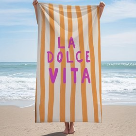 Resim 1 İtalyan Dolce Vita Plaj Havlusu - Ultra-Yumuşak Hızlı Kuruyan Mikrofiber, Kalın ve Taşınabilir, Canlı Çizgili Tasarım, Plaj, Havuz, Yoga, Seyahat için Mükemmel - Doğum Günleri, Noel, Anneler Günü, Plaj Aksesuarları, Havuz Kenarı Aksesuarı, Modern Plaj Giyimleri, Hızlı Kuruyan Kumaş için İdeal Hediye 