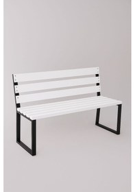 Resim Metal Ayaklı Ahşap Bank Beyaz 