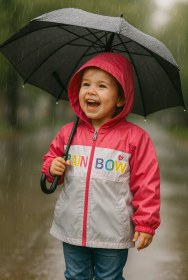 Resim Kız Çocuk Fuşya Rainbow Yağmurluk 