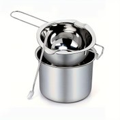 Resim 3 adet Kapaklı ve Spatula ile Mum Isıtıcı Seti - Mum, Sabun Yapımı, Mum Kalıpları, Ev Malzemeleri ve Takı Yapımı için İdeal - Dayanıklı Paslanmaz Çelik Dış Mekan, Tutma Saplı İç Pot 