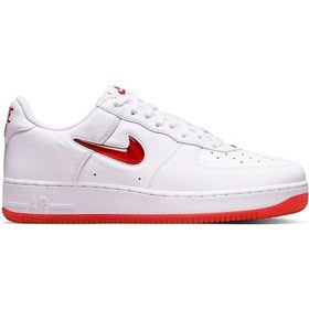 Resim Nike Air Force 1 Low Retro Leather Sneaker Hakiki Deri Erkek Günlük Spor Ayakkabı Beyaz Kırmızı 
