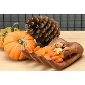 Resim Boho Bazzar Ahşap El Yapımı El Peçetelik/ Meyvelik 20*13CM 
