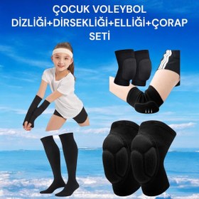 Resim Gök Sports Çocuk Voleybol Dizliği Voleybol Dirsekliği Elliği Çorabı Kapartma Sünger Destekli 4’lü Set 
