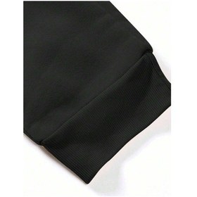 Resim Hypemode Butterfly & Slogan Graphic Drawstring Waist Eşofman Altı Siyah 