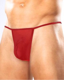 Resim Çamaşır Kenti Fantezi Kırmızı Transparan Seksi Tül Erkek String 