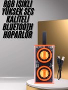 Resim Techno Stock Şeffaf Taşınabilir Bluetooth Hoparlör Uzun Ömürlü Çift Hoparlörlü 