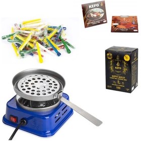 Resim Kefo Mini Kare Elektrikli Ocak+Kefo Gold Kömür+Sipsi+Folyo (405449486) 