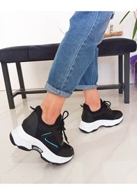 Resim Siyah Gizli Dolgu Topuk Bağcıklı Kadın Sneakers 001 