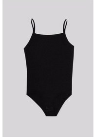 Resim 5 Adet Siyah Renk Ip Askılı Çocuk Çıtçıtlı Body Siyah 