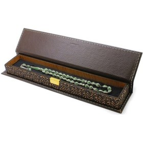 Resim Kahverengi Deri & Ahşap Kombinli Şık Tesbih Kutusu (538234704) 