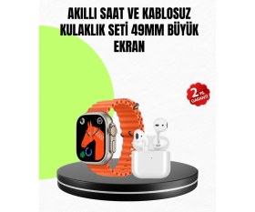 Resim Normadia Ileri Teknoloji Akıllı Saat Seti, 2 Kordon ve Kablosuz Kulaklık Hediye 