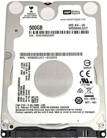 Resim Wd 500Gb WD5000LUCT Sata3 5400Rpm 8MB 2.5" Slim HDD Notebook Harddisk 