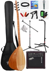 Resim Yonka B-143U-AMP Amfili Uzun Sap Dut Ağacı Kaliteli Saz Bağlama Seti 