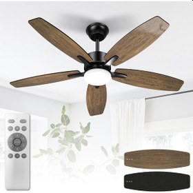 Resim 106 Cm Tavan Vantilatörü Ve Led Aydınlatma,sessiz, 5 Ahşap Kanatlı 