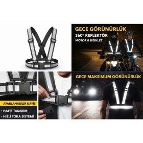 Resim Vi Caro Reflektörlü Güvenlik Yeleği Ayarlanabilir Gece Görünürlük Motor Bisiklet Koşu Trafik Yeleği 