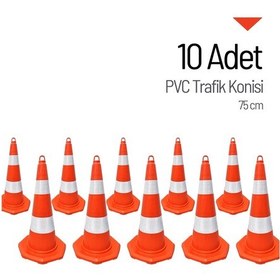 Resim 10'lu Pvc Trafik Konisi Seti 75 Cm Trafik Dubası-3626 