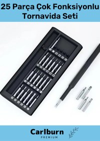Resim Carlburn Özel Üretim Dayanıklı Mıknatıslı Laptop Gözlük Saat Mini Plastik Kutulu 25 Parça Tornavida Seti 