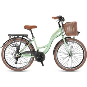 Resim Kron Geroni Sırıo 26 Jant City Bike - 21 Vites - V.b. - Mint Yeşili Kahverengi- Shimano 