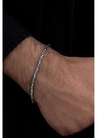 Resim 2.8mm 925 Ayar Gümüş Yuvarlak Kral Model Erkek Bileklik Künye 249540193 