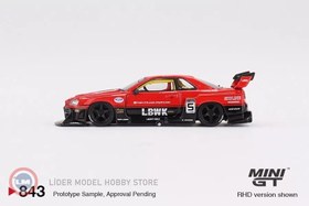 Resim 1:64 Mini GT 2024 Nissan SKYLINE GT-R (R34) SUPER SILHOUETTE REDBLACK 