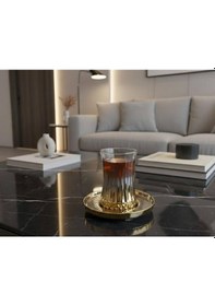 Resim Rova Tr Lüks Titanyum Kaplama 6 Kişilik Çay Bardağı Seti - Solmaz Kaplamaçay Takımı altın 