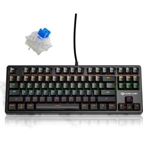 Resim Leaven K870 Blue Switch Mekanik Gaming Oyun Klavyesi Rgb 61 Key Mavi Tuş Type-C Klavye Siyah 