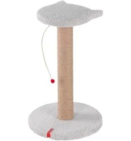 Resim Gri Peluş Kaplı Kedi Tırmalama Tahtası, Oyuncaklı 
